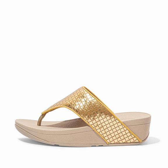 Fitflop Olive Leather Toe Post Sandals Gold/Multicolor Womens - South Africa (MXFR91704)